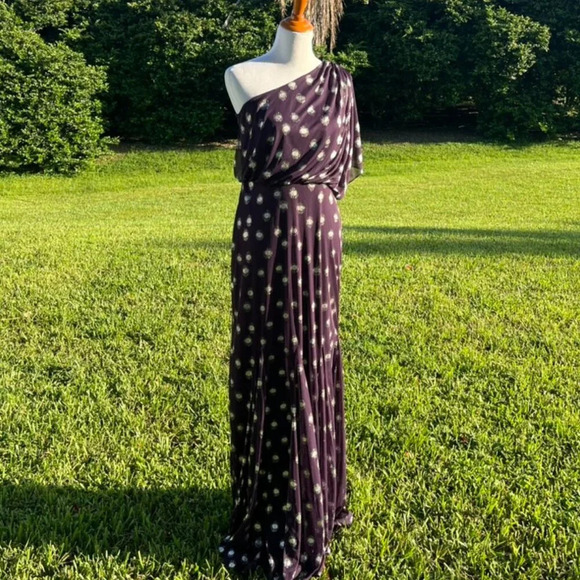 Adrianna Papell Formal Evening Gown One Shoulder Blouson Floor Length Size 4 - Picture 2 of 6